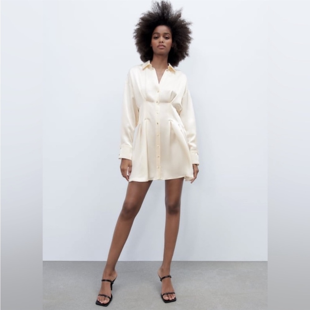 Zara SATIN EFFECT SHIRT DRESS